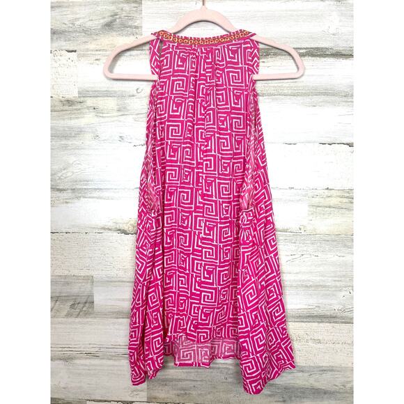 Savanna Jane Women’s Plus 3X Pink Embroidered Boho Tie Neck Tank Top Blouse - Picture 2 of 6